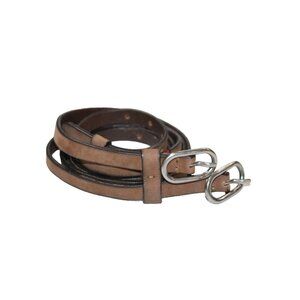 BERGÈ Women's Brown Leather Double Skinny Waist Belt Made Italy Size Large 90